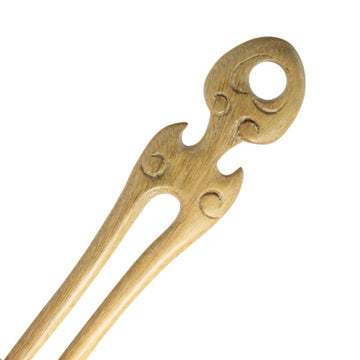 CrystalMood Handmade 2-Prong Wood Hair Stick Double-edge Lignum-vitae